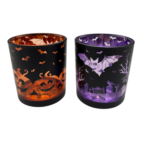 Glaswindlicht Halloween 7x7x8 cm klein