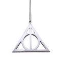 Silbernes 3d-ornament deathly hallows mit dreieckiger form und kreisförmigem design aus metall
