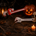 Roter und silberner halloween-haarreif blutiges werkzeug mit verstellbarem schraubenschlüssel und blutspritzdesign