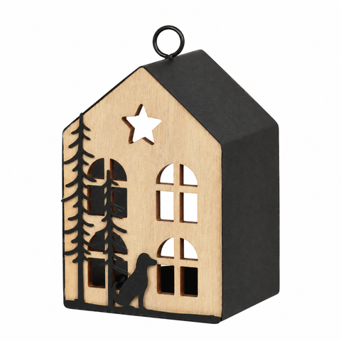 Anhänger Haus schwarz 9x7x14.5cm