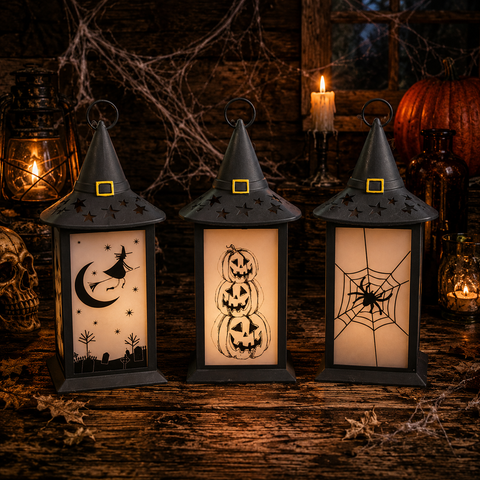 Halloween-Laterne mit Hut 15x33 cm