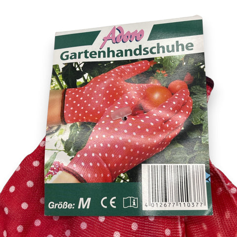 Rote adoro gartenhandschuhe mit weißen punkten größe m aus robustem material für gartenarbeit