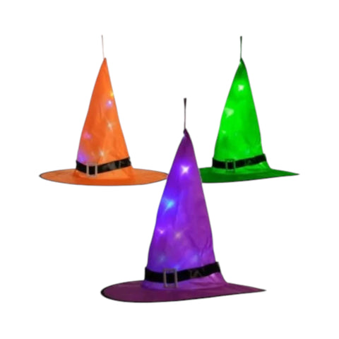 LED-Hexenhut 3 Farben 38x35 cm Halloween Chaks Orange