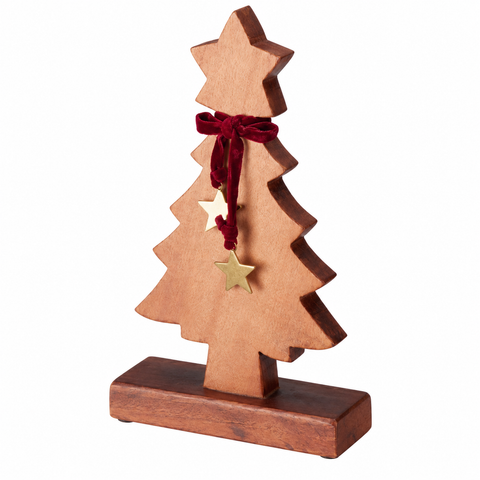 Baum Holz mit Samtschleife 30cm