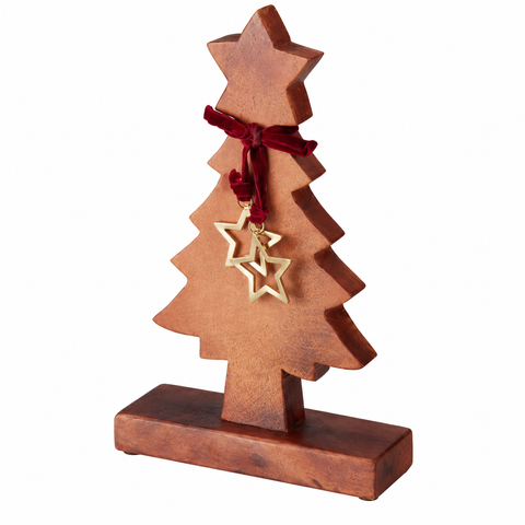 Baum Holz mit Samtschleife 30cm