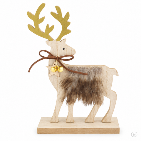 Rentierfigur aus MDF 14.5x5x21cm natur