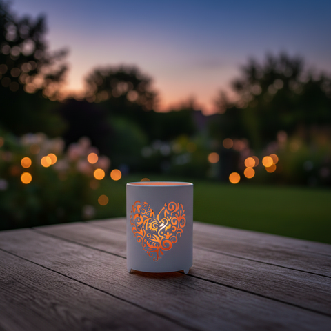 Solar LED-Feuerkorb 12x15,5 cm weiß