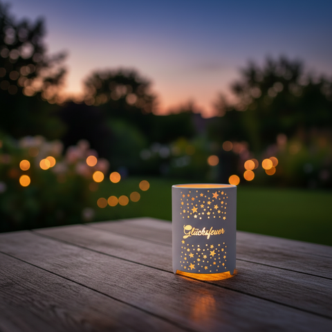 Solar LED-Feuerkorb 12x15,5 cm weiß