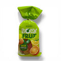 Eine hellgrüne verpackung der roshen bonny fruit 200 g zitrusbonbons mit abbildungen von orangen und limetten