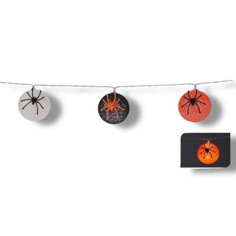 Halloween LED-Lichterkette Spinnenbälle 6 cm 10er Halloween Koopman