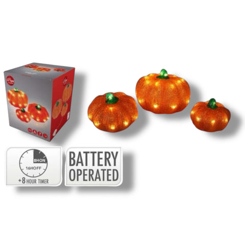 Halloween LED-Kürbisse 3er Set 20x24 cm Halloween Koopman