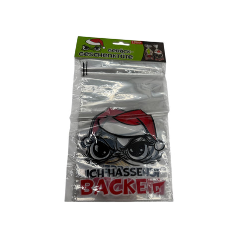 Klare plastik geschenktüte mit cartoon weihnachtsmann und rotem ich hassen backe text im gebäcktüten 8er set