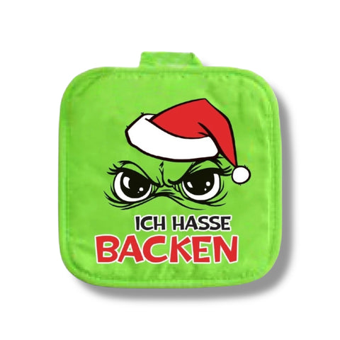 Topflappen "Festtagsmuffel", 18x18x1cm Muffel Top Ten Ich hasse backen