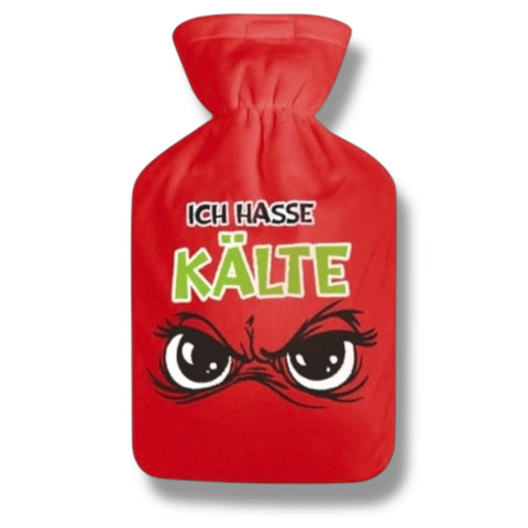Wärmflasche 2 l inkl. Überzug "Festtagsmuffel" Muffel Top Ten Kälte rot