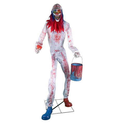 Clown mit Farbeimer animiert 213 cm Halloween Funny Fashion