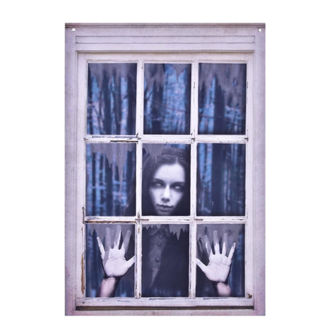 Gruselige Fensterdeko "Mädchen" 80x120 cm Halloween Funny Fashion