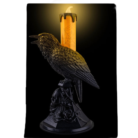 Rabe Kerze mit Licht 18 cm Halloween Funny Fashion