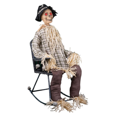 Vogelscheuche auf Schaukelstuhl animiert 120 cm Halloween Funny Fashion