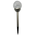 Solar stecker kristall mit klarem, rissigem glas globe auf edelstahlstiel und schwarzer spitze, 11 cm durchmesser