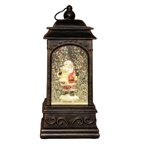 Laterne Santa in Glitzer Wasser LED auf 20.5x9cm