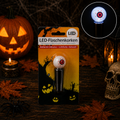 Weißes led eyeball-förmiges garten-licht mit roter iris und schwarzem pupille im halloween-design blisterpack