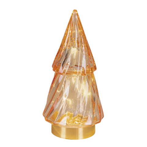 LED Baum Glas bernstein warmweiße LED 6x12.8cm