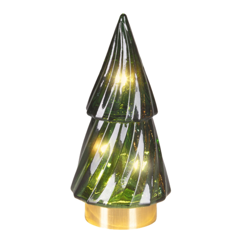 LED Baum Glas grün warmweiße LED 6x12.8cm