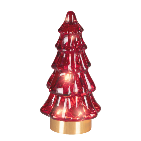LED Baum Glas rot warmweiße LED 6x12.8cm