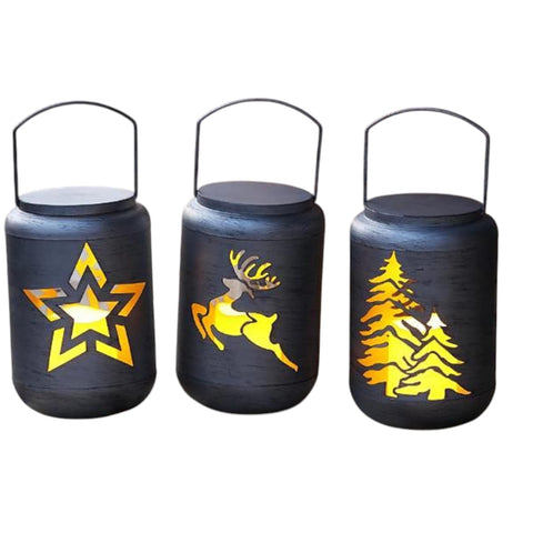 LED-Laterne MANU 15x25cm grau