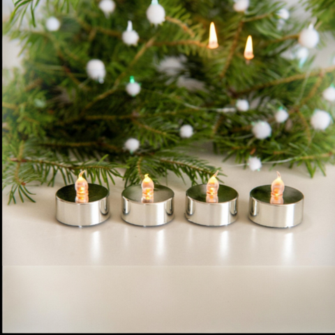 LED-Teelichte 4er-Set silber