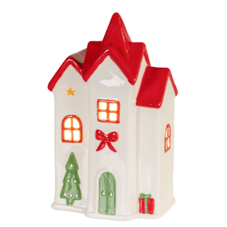 LED Haus Porzellan 12x10.2x22cm