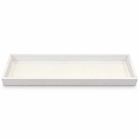 rechteckiges Tablett aus Tannenholz 60x20x4cm weiß