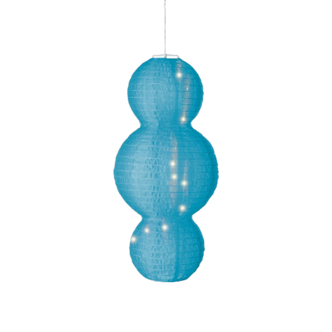 Transluzente türkisfarbene papierlaterne lumineo solar laterne 28x58cm mit drei-kürbis form und warmem innenlicht