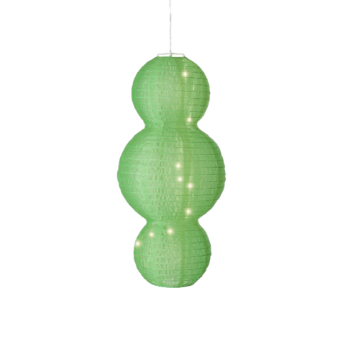 Lumineo solar laterne 28x58cm grüne papierlaterne mit drei verbundenen kugelförmigenabschnitten und innenbeleuchtung