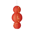 Eine lebendige rote drei-stöckige papierlaterne lumineo solar laterne 28x58cm mit eingebauten warmen lichtern