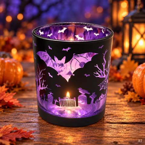 Glaswindlicht Halloween 7x7x8 cm klein