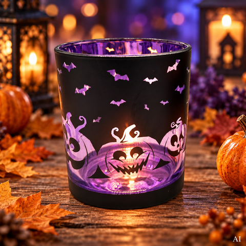 Glaswindlicht Halloween 9x9x10 cm mittel