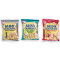 Drei bunte lu mini cracker beutel in salz und pfeffer, sour cream und zwiebel sowie scharf 77g