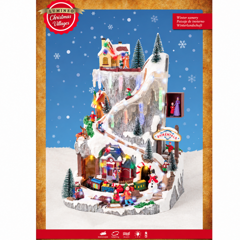 Lumineo LED-Weihnachtsszene mit Musik und Bewegung – Winterberg, ca. 44 cm