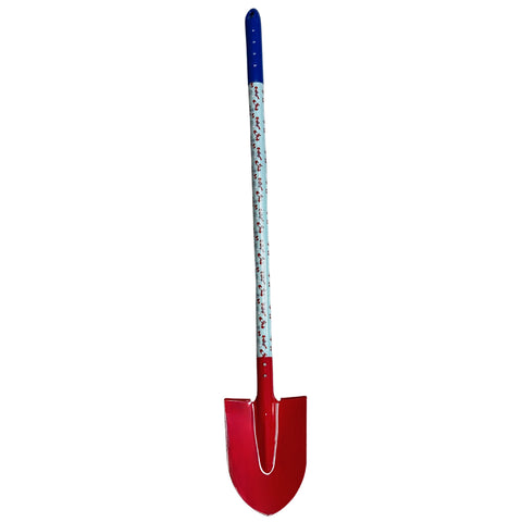 Rote metallspaten disney schaufel spidey 79 cm mit blauem griff und heller stange mit roten blumenmustern