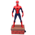 Garten statue 3d spider-man action figure in red and blue standing on a brick base for outdoor decoration
