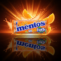 Mentos fanta 112.5g orange aromatisierte kaubonbons in orange-blauem verpackung mit zitrusscheibengrafik
