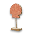 Coral-pink keramikk muschelskulptur auf gedrehtem seilstiel und holzsockel muschel mdf fsc 100 beige apricot