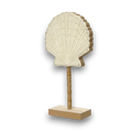 Creamfarbene muschelförmige dekorative lampe mit strukturierter seiloptik und holzfuß muschel mdf fsc 100 beige apricot