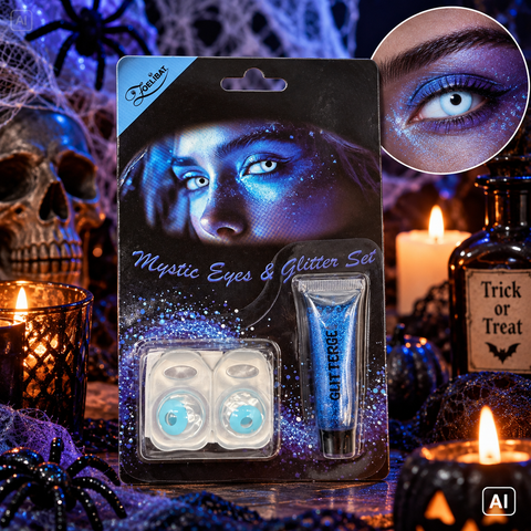 Mystic Eyes & Glitter Set – Kontaktlinsen Blau