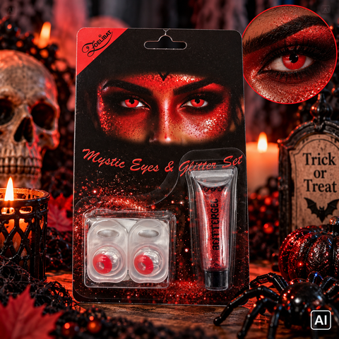 Mystic Eyes & Glitter Set – Kontaktlinsen Rot