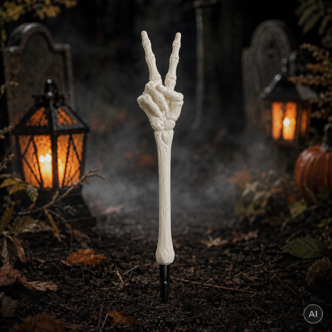 Gartenstecker "Skeletthand" weiß