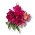 Vibranter fuchsia und pinker künstlicher peonien hortensienpick corsage mit grünen blättern 18 cm lang
