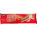 Rote verpackte puffreis-tafel maxi rice 190 g mit schokoladen- und reiskornfüllung