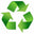 Grünes Recycling-Symbol mit drei ineinandergreifenden Pfeilen, die einen dreieckigen Loop bilden.